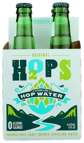 Vista 3 de H2OPS Agua de lúpulo con gas - Original, 0 alcohol, 0 calorías, (4, botellas de vidrio de 12 onzas) elaborada artesanalmente, lúpulo premium