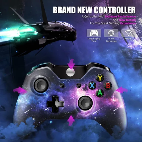 Vista 4 de FYSIKA Wireless Custom Controller Compatible with Xbox OneXbox Series XXbox Series SWindowsAndroidPC Gamepad Nebula Design with Enhanced