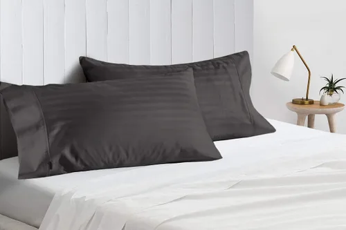 Vista 7 de Juego de 2 fundas de almohada de lujo para dormir con funda suave y transpirable, 100% algodón, 800 hilos, almohadas de rayas azul claro estándar