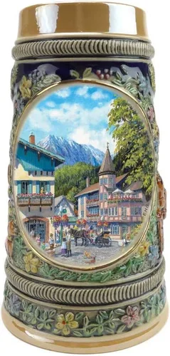 Vista 11 de OktoberfestHaus Bier Krug - Tazas de cerveza para hombre, jarra de cerámica con el castillo de Ludwig de Alemania, regalo para amantes