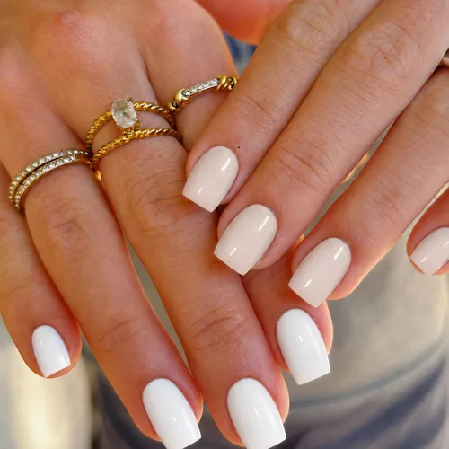 Vista 18 de modelones 64 uñas postizas de punta francesa a presión, uñas postizas cortas de almendra a presión con pegamento de uñas, pestañas adhesivas, lima