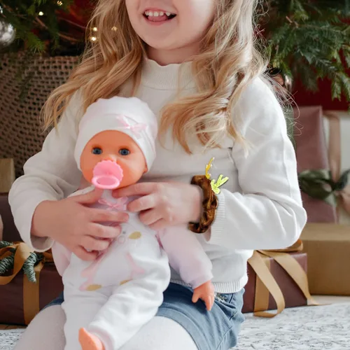 Vista 4 de 3 unidades de coleteros navideños de seda, lazos elásticos navideños con astas de alce navideño, suaves bandas elásticas para el cabello, lazos
