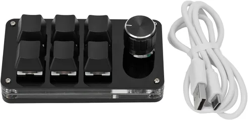 Vista 7 de Mini teclado mecánico macro para juegos, 6 teclas, teclado USB de PC con una sola mano, función de acceso directo programable, para ventanas