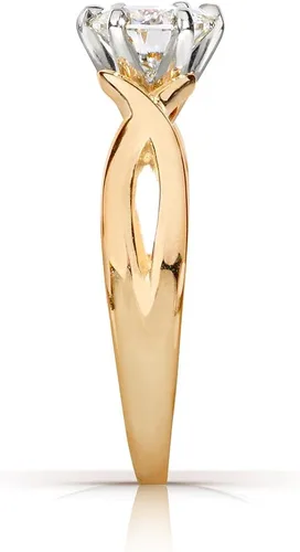 Vista 2 de Kobelli Anillo de compromiso solitario redondo de moissanita de oro amarillo de 14 quilates