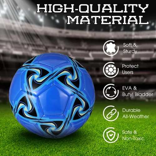 Vista 4 de Deekin 6 pelotas de fútbol a granel con inflador, tamaño oficial, para interiores y exteriores, regalo de fútbol para niños, adolescentes y adultos