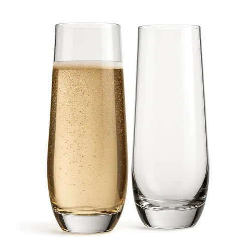 Vista 2 de Copas de champán sin tallo de 9.4 onzas, juego de 2 elegantes vasos de cristal transparente con borde estrecho, sin plomo, apto para lavavajillas