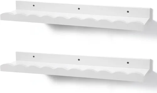 Vista 12 de Suzile Juego de 2 estantes ondulados flotantes de pared para habitación, baño, dormitorio, decoración bonita y almacenamiento de libros, juguetes