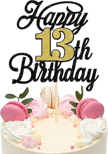 Vista 57 de Rsstarxi 1 paquete de decoración para tarta de cumpleaños 8 con purpurina negra de 8 años y fabulosos saludos a 8 años de edad, para celebrar el 8º