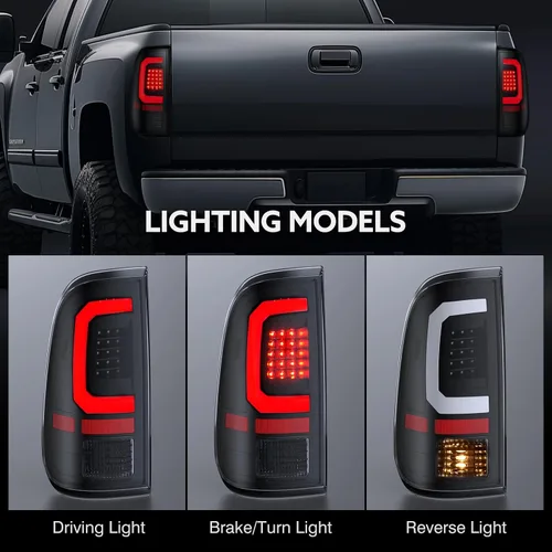 Vista 2 de Luces traseras LED compatibles con Ford F250 F350 F450 Super Duty 2008-2016, lente transparente, tubo blanco tipo C, lámparas de freno traseras OE