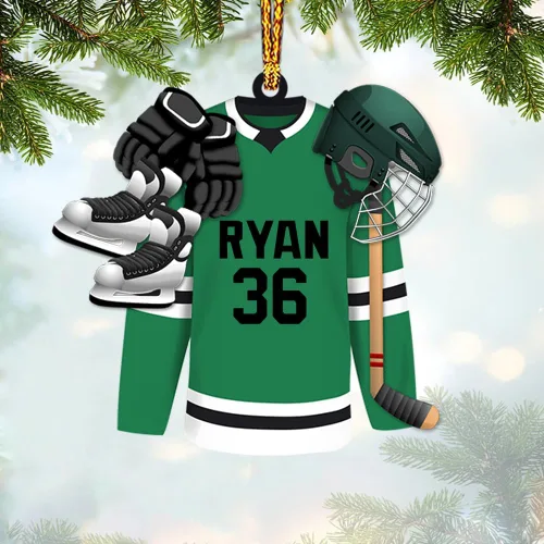 Vista 4 de Adorno acrílico de hockey personalizado 2026, decoración personalizada para árbol de Navidad, regalo único de recuerdo festivo para jugadores