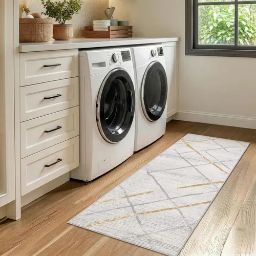 Vista 182 de jinchan Alfombra marroquí de pasillo 2x6 - Alfombra de pasillo lavable a máquina para cocina, alfombra moderna geométrica suave de pelo bajo