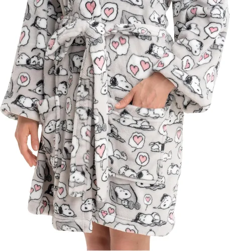 Vista 7 de Berkshire Blanket Peanuts® Snoopy VelvetLoft® - Batas suaves y ligeras para mujer, bata corta con capucha con bolsillos, regalos para mujer Peanuts