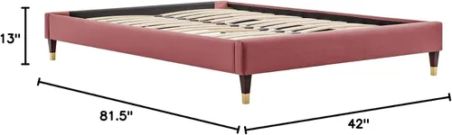Vista 2 de Modway MOD-6268-DUS Harlow - Marco de cama con plataforma de terciopelo de rendimiento individual, color rosa polvoriento