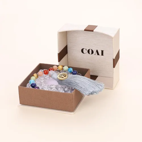 Vista 6 de COAI Collar Mala de piedra anudada a mano con 108 cuentas