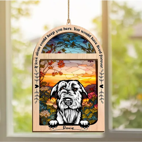 Vista 360 de LOVELYPOD Adorno de Navidad personalizado de sabueso afgano, atrapasoles con nombre, regalos de pérdida de mascotas, regalos para amantes