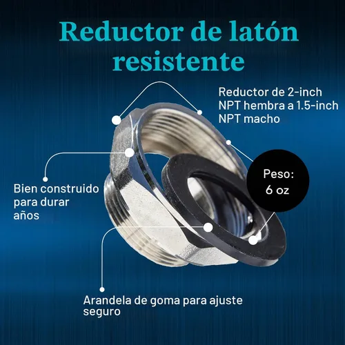 Vista 2 de Adaptador de tubería de drenaje de residuos de latón torcido, hembra NPT de 2 pulgadas a reductor macho NPT de 1.5 pulgadas, para drenaje