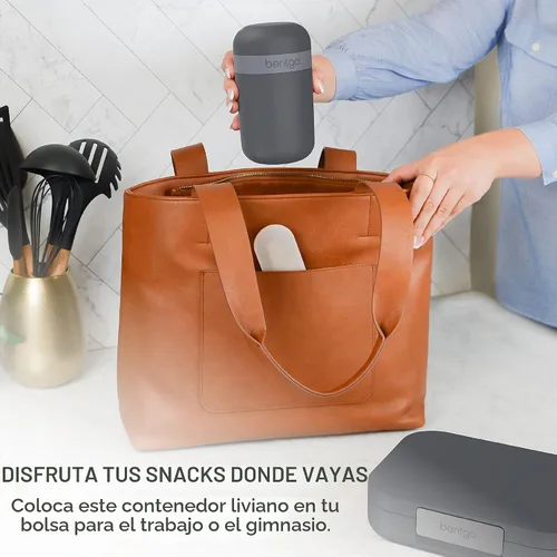 Vista 5 de Bentgo® Juego de lonchera moderna estilo Bento, con taza reutilizable (gris oscuro)