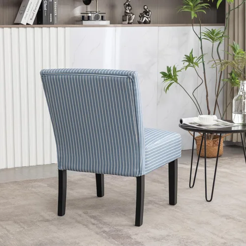 Vista 7 de Roundhill Furniture Botticelli - Silla tapizada con diseño de rayas azules