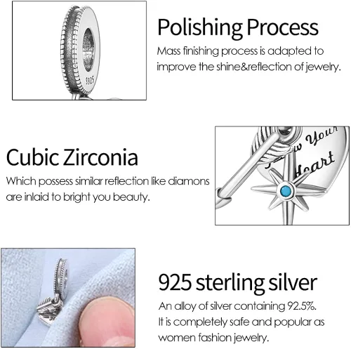 Vista 2 de TINSLO Charms Beads fits for Charms Bracelets for Woman 925 sterling silver suspension pendants and CZ stones women DIY jewelry