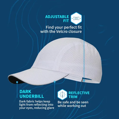 Vista 6 de TrailHeads Women's Race Day Performance Running Cap, Lightweight & Quick Drying Mesh Sports Hat with Reflective Trim