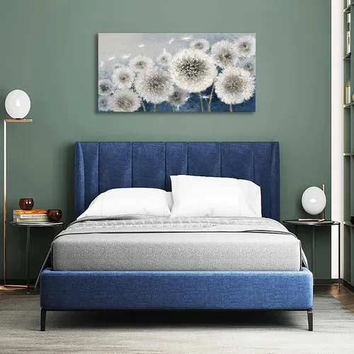 Vista 7 de Pogusmavi Decoración de pared para sala de estar, arte de pared para sala de estar, lienzo artístico/cuadros para dormitorio Diente de león azul