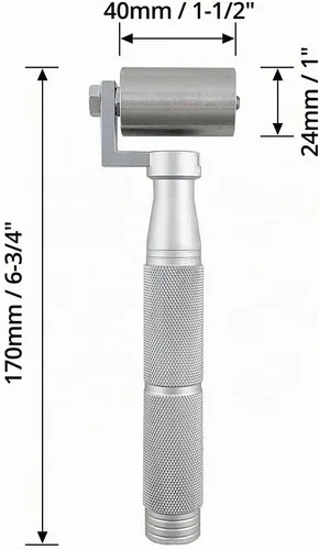 Vista 5 de QWORK 1.5 "acero inoxidable Home Wallpaper Seam Roller Herramienta de construcción de papel de pared Herramienta de pintura de rodillo plano
