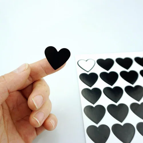 Vista 4 de SaktopDeco 500 calcomanías de corazón negro con forma de corazón oscuro, autoadhesivas, góticas, álbumes de recortes, calcomanías para manualidades