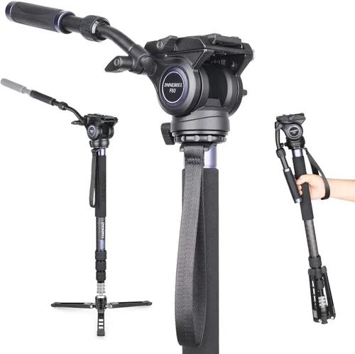 Vista 11 de VM70CK Kit de monopie de fibra de carbono - VM70CK Profesional Cabeza de fluido hidráulico Monopod extraíble Soporte de trípode de viaje