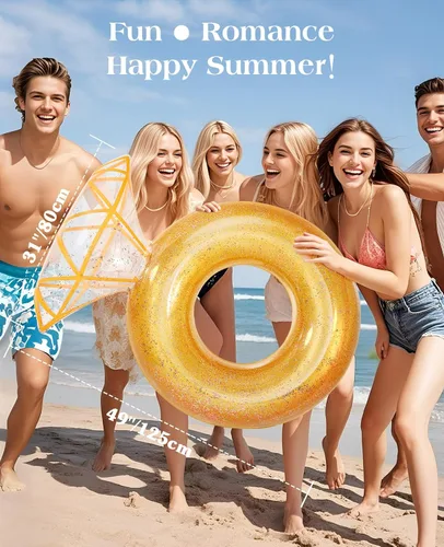 Vista 4 de HeySplash Pool Floats, Inflatable Pool Float, Large Floatie for Bachelorette Party, Swim Tube River Lake Beach Bride Wedding Decor Fun Toy Raft