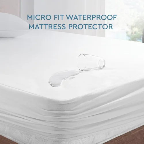 Vista 4 de YATAS BEDDING Microfit - Protector de colchón impermeable, sin vinilo, suave y duradero, lavable a máquina a 90°, color blanco