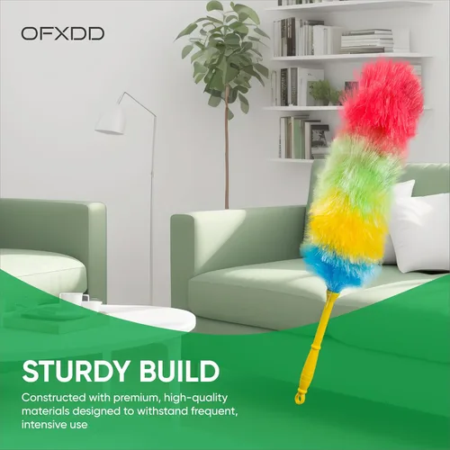 Vista 3 de Coloridos plumeros de cerdas duras estáticas para limpieza – Cepillo magnético resistente para el polvo para muebles – Limpieza antiestática