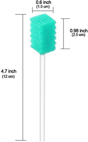 Vista 2 de Esponja desechable de 100 hisopos bucales, sin sabor y estériles, cian Palitos de hisopo dental para limpieza bucal
