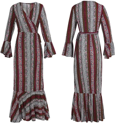 Vista 5 de R.Vivimos - Maxi vestido de manga larga para mujer, ideal para el verano.
