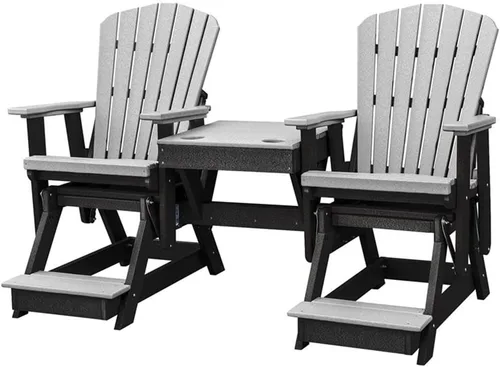 Vista 12 de American Furniture Classics Balcón Altura Mesa Doble Planeador, Aruba y Negro