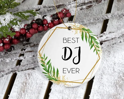 Vista 2 de Adorno de Navidad para DJ, regalo de Navidad para DJ, el mejor DJ del mundo, el mejor DJ de todos los tiempos, regalos de DJ impresos en un lado