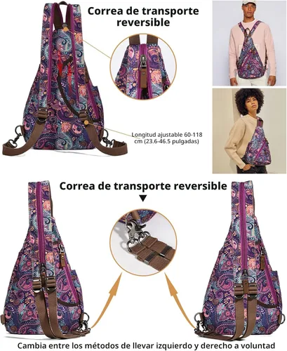 Vista 3 de KL928 Mochila de Lona Tipo Bandolera - Mochila Cruzada Pequeña para Hombro, Mochila Informal Diurna, Mochila para Hombre y Mujer (Versión Grande)