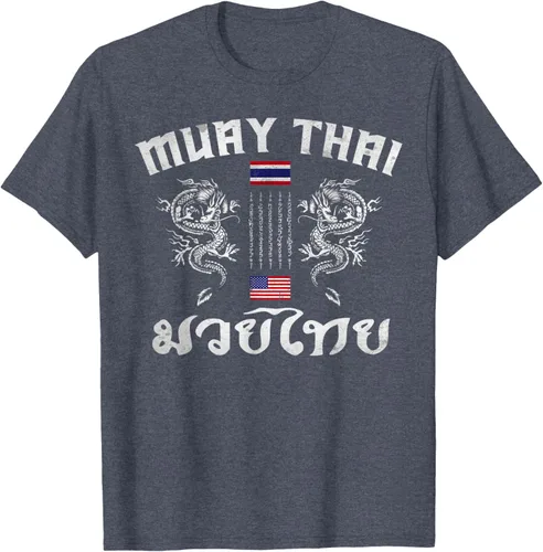 Vista 80 de Camiseta de equipo de entrenamiento de boxeo Muay Thai con bandera estadounidense de Tailandia, Negro, S