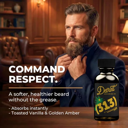 Vista 9 de Detroit Grooming Co. Aceite para barba 313 Fórmula natural, 1 oz