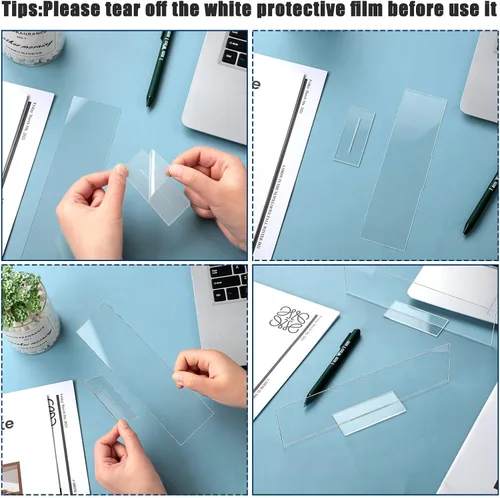 Vista 3 de Yookeer Paquete de 12 placas acrílicas personalizadas con nombre de escritorio, panel transparente, hoja acrílica rectangular en blanco