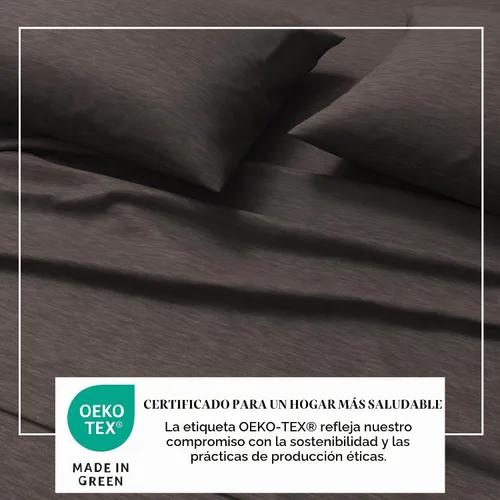 Vista 4 de Great Bay Home Juego de Sábanas de Punto de Jersey de Algodón Tamaño Twin - Ultra Suaves, Elásticas, Jaspeadas Melange Gris Oscuro - Juego Acogedor