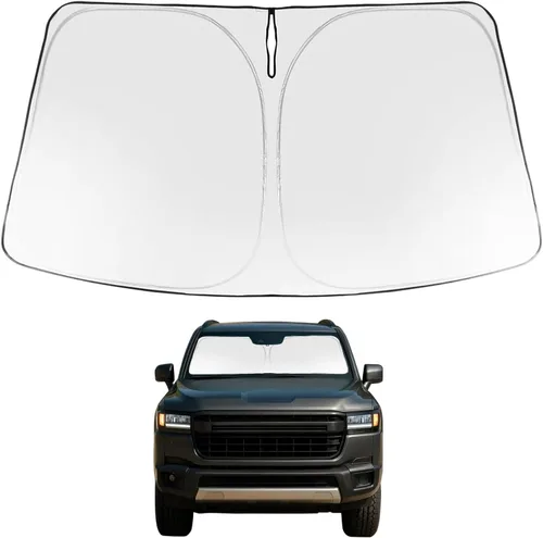 Vista 308 de Proadsy Parasol para parabrisas Rivian R1S 2022-2025 2026 de 4 capas plegable, protector de parasol frontal que bloquea los rayos UV, mantiene