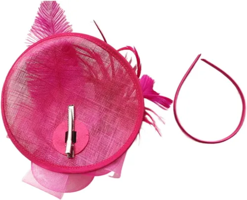 Vista 4 de SHUERIET - Tocado con diseño de flores, velo de malla, plumas en una diadema y clip para fiesta de té para niñas y mujeres