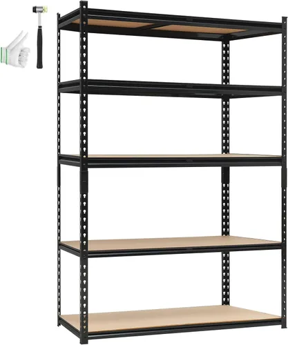 Vista 10 de Estantería de garaje resistente, estantes de almacenamiento ajustables de 5 niveles, 36 x 18 x 72 pulgadas, cargas de 3000 libras, estantería