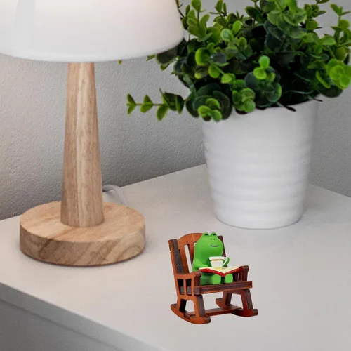 Vista 5 de Refintural Figuras de rana en miniatura, divertida escultura de rana para estante, decoración de escritorio, accesorios de escritorio de rana
