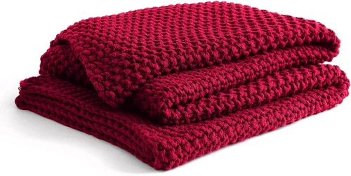 Vista 18 de YnM Manta de Punto Grueso de Algodón, Mantas de Punto Trenzado para Cama, Sofá, Sillón, Cómoda y Relajante, Pieza Decorativa para Casa de Campo Azul