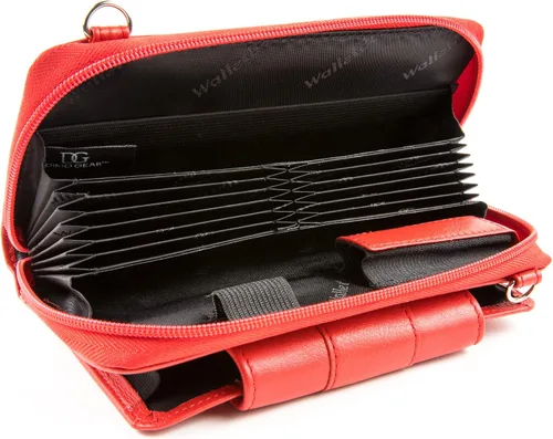 Vista 6 de Cartera cruzada para teléfono celular RFID para mujer, Rojo