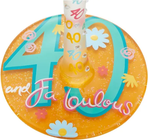 Vista 4 de Enesco Designs by Lolita Happy 40th Birthday - Copa de vino artesanal pintada a mano, 15 onzas, multicolor