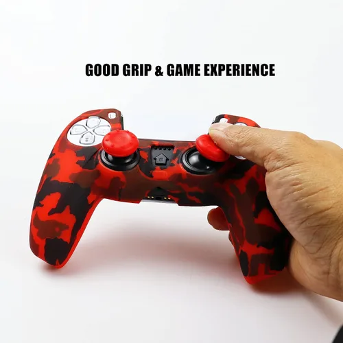 Vista 4 de Funda de silicona para controlador PS5, 1 funda antideslizante con 10 agarres de joystick para Playsation 5 Controller inalámbrico Gamepad