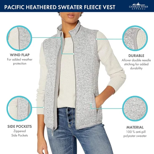 Vista 3 de Charles River Apparel Chaleco de forro polar jaspeado Pacific para mujer