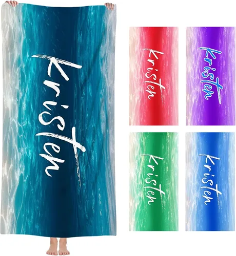 Vista 21 de Toalla de playa personalizada con nombre personalizado, secado rápido, niños adultos A-mariposas